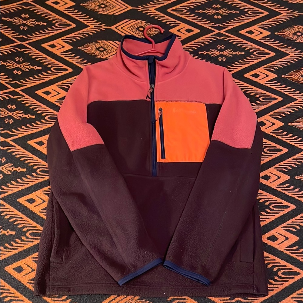 Men's orange and brown Quarter-Zip Fleece Sweater